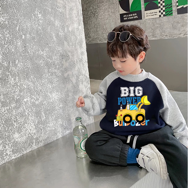 工程车衣服男童秋冬加绒卫衣儿童卫衣/绒衫