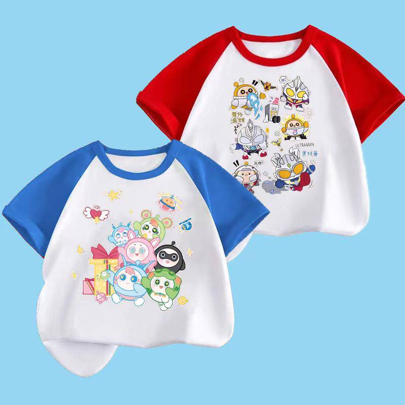 男童短袖T恤2026新款儿童卡通蛋仔派对超人夏装宝宝衣服宽松上衣t