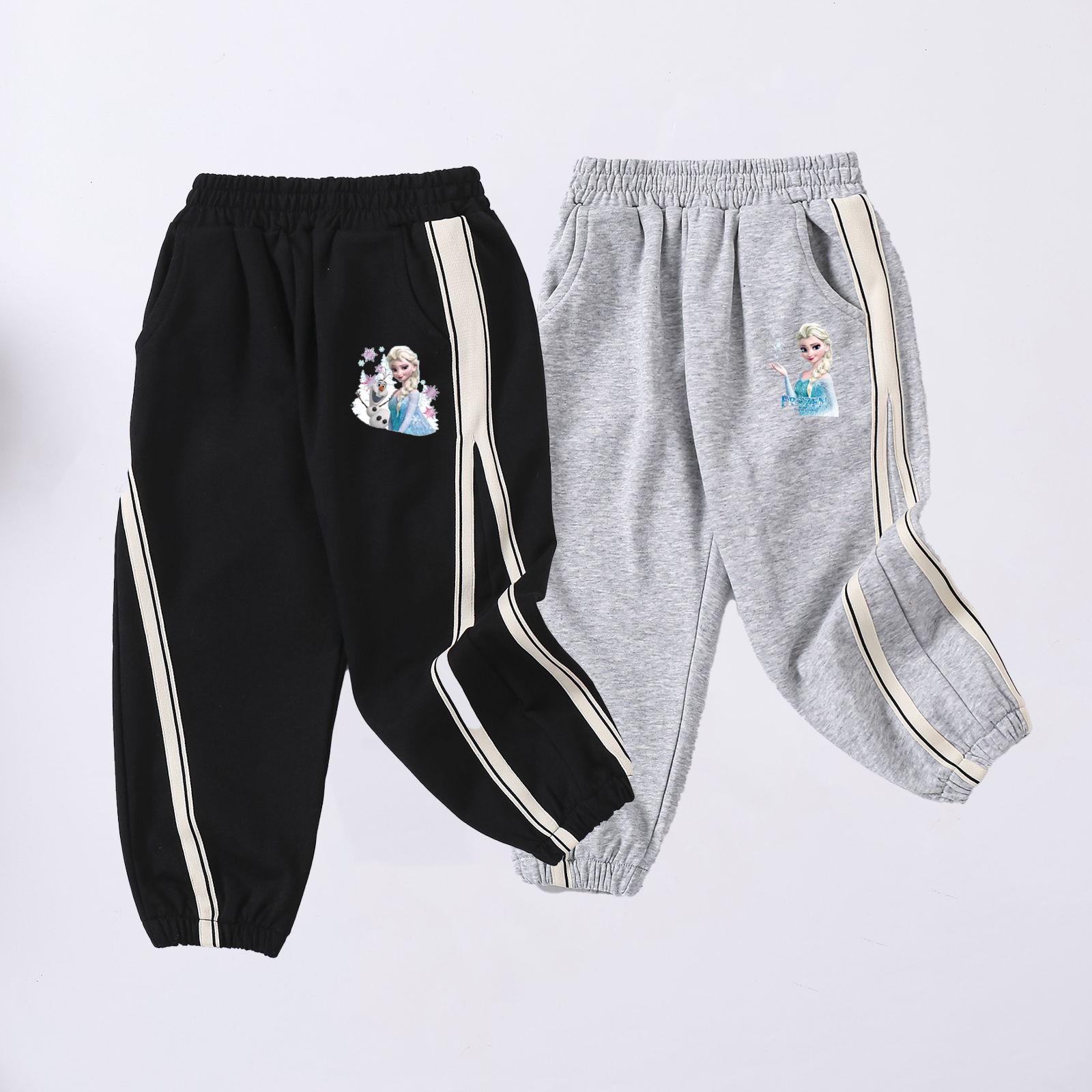 儿童春秋装薄款裤子洋气公主女童纯棉休闲运动裤冰雪奇缘爱沙长裤