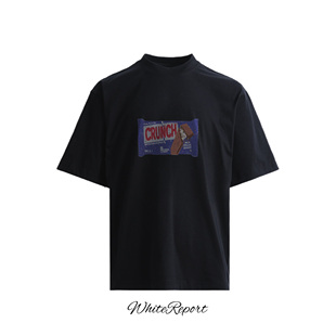 Crunch 夏季 经典 怀旧印花浅灰短袖 日常T恤 零食包装 WhiteReport