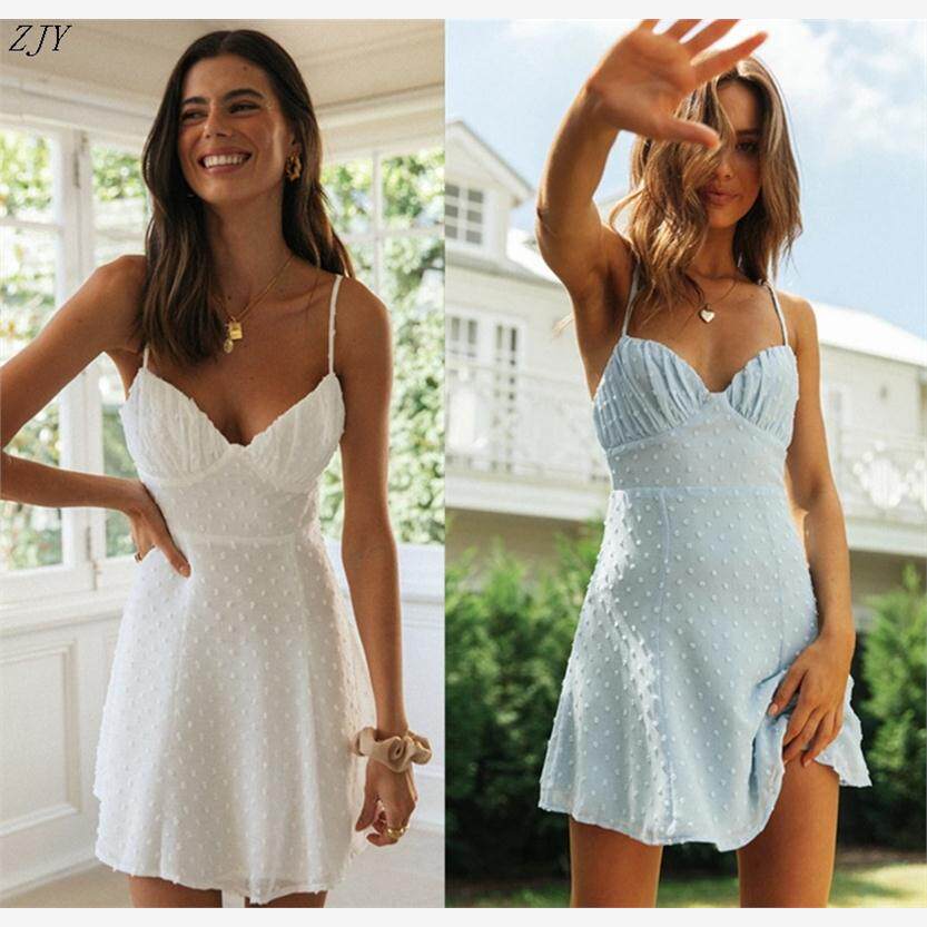2023女装吊带短裙夏季性感V领连衣裙women's suspender dress