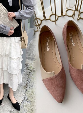 2021 women flat shoes ladies single shoes 平底鞋尖头单鞋