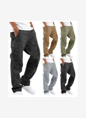 Men's overalls drawstring multi-pocket casual pants 男休闲裤