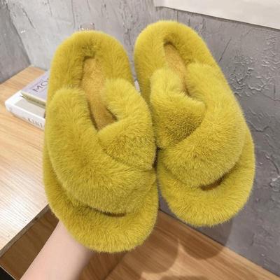 Warm Plush Ladies Fluffy Shoes House Women Fur Slippers 2021