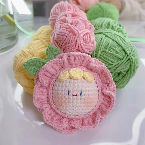花花团子挂件钥匙扣手工diy钩针