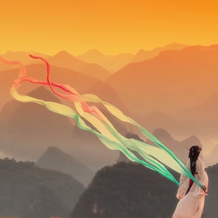 汉服披帛一梦惊鸿舞蹈配饰飘逸仿真丝古装超仙飘带敦煌飞天披帛