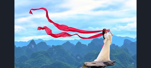 超仙长汉服披帛披肩飘带汉服披帛古典舞飘逸百搭拍照丝巾道具