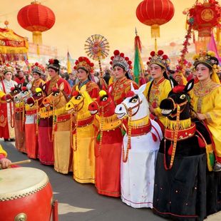 毛驴旱船跑驴竹马红马白马 白龙马大马秧歌道具舞龙舞狮民间直销