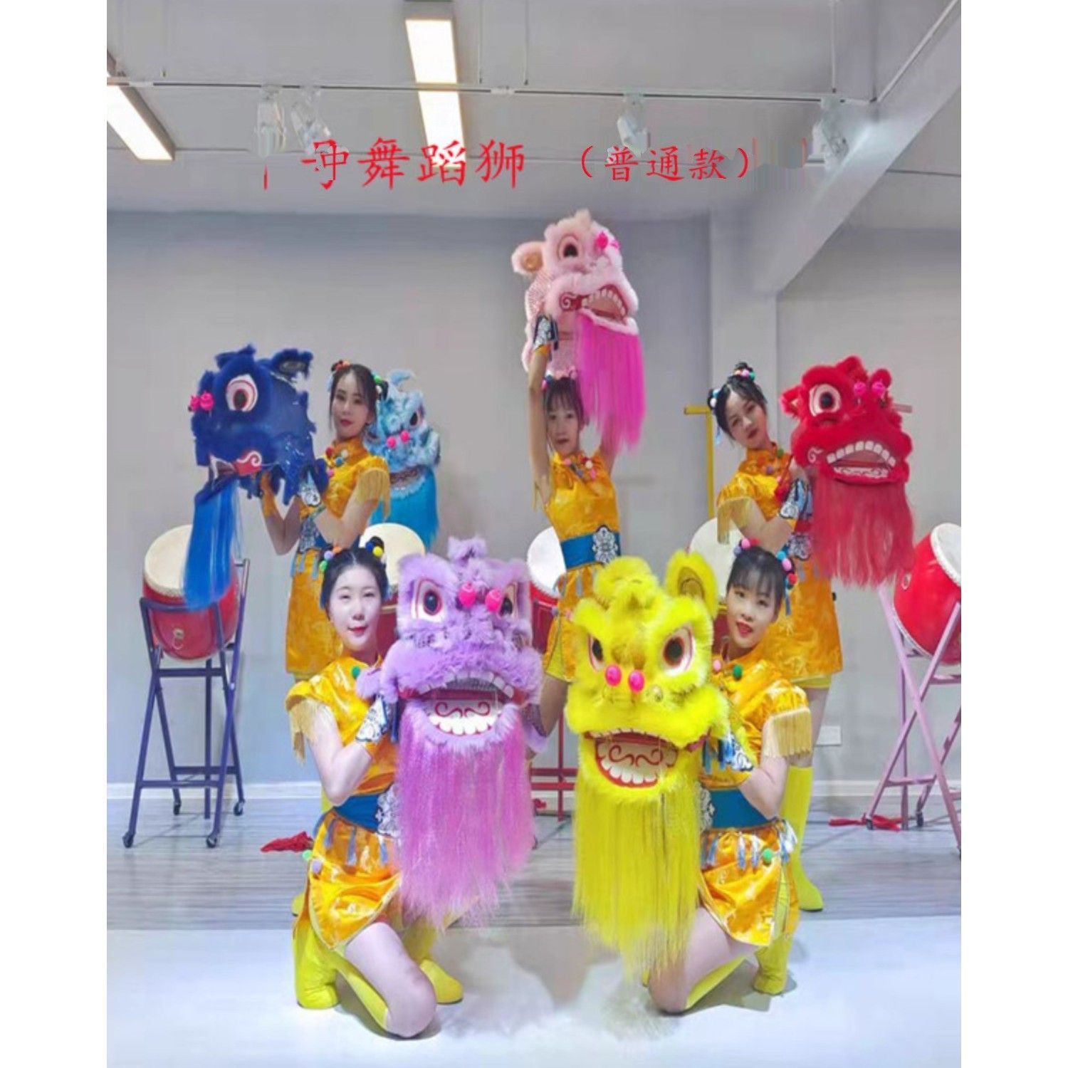 成人儿童南师北狮醒狮服装小狮子头整套运动会单人舞龙舞狮道具