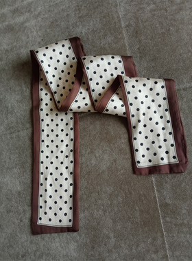 波点丝巾女韩版百搭减龄发带ins绑发长方形外搭夏季围巾