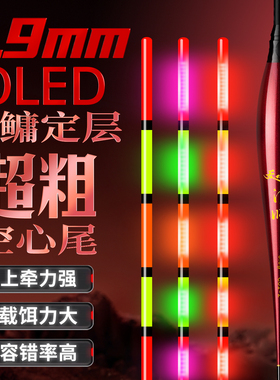 3.9超大载饵量空心尾LED全目加粗上牵力大醒目定层鲢鳙纳米浮漂