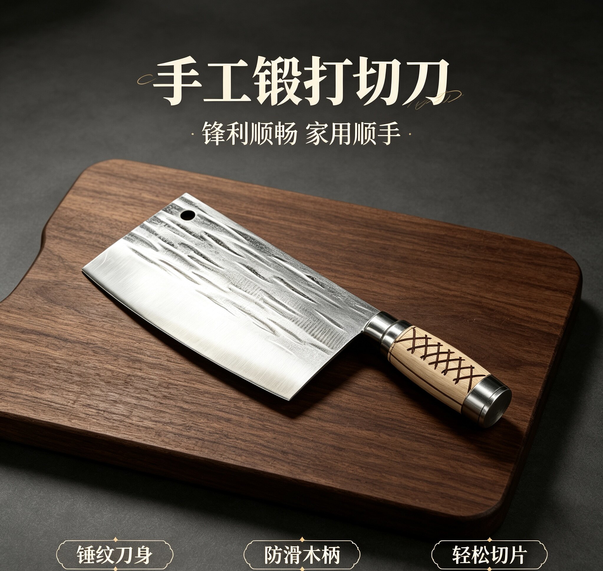 重庆艺人刀切片超薄锋利家用菜刀大足龙水锻打 不锈钢厨房切肉刀