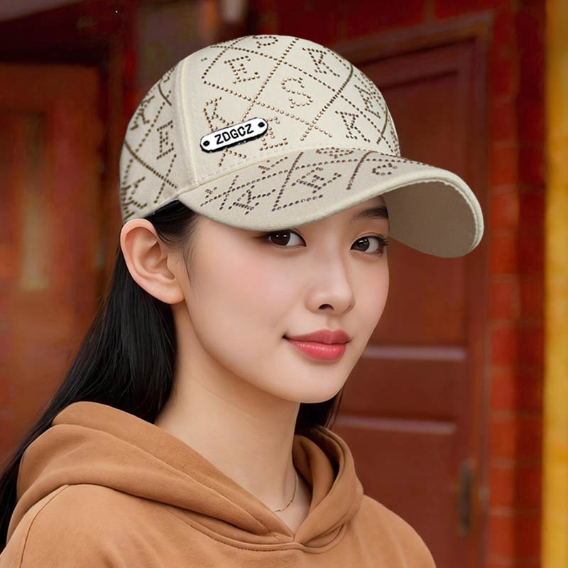 帽子女四季新款鸭舌帽洋气百搭防晒棒球帽带钻可调节显脸遮阳帽男图片