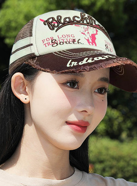 帽子女夏季网款防晒鸭舌帽可调节透气棒球帽男25新款显脸小遮阳帽