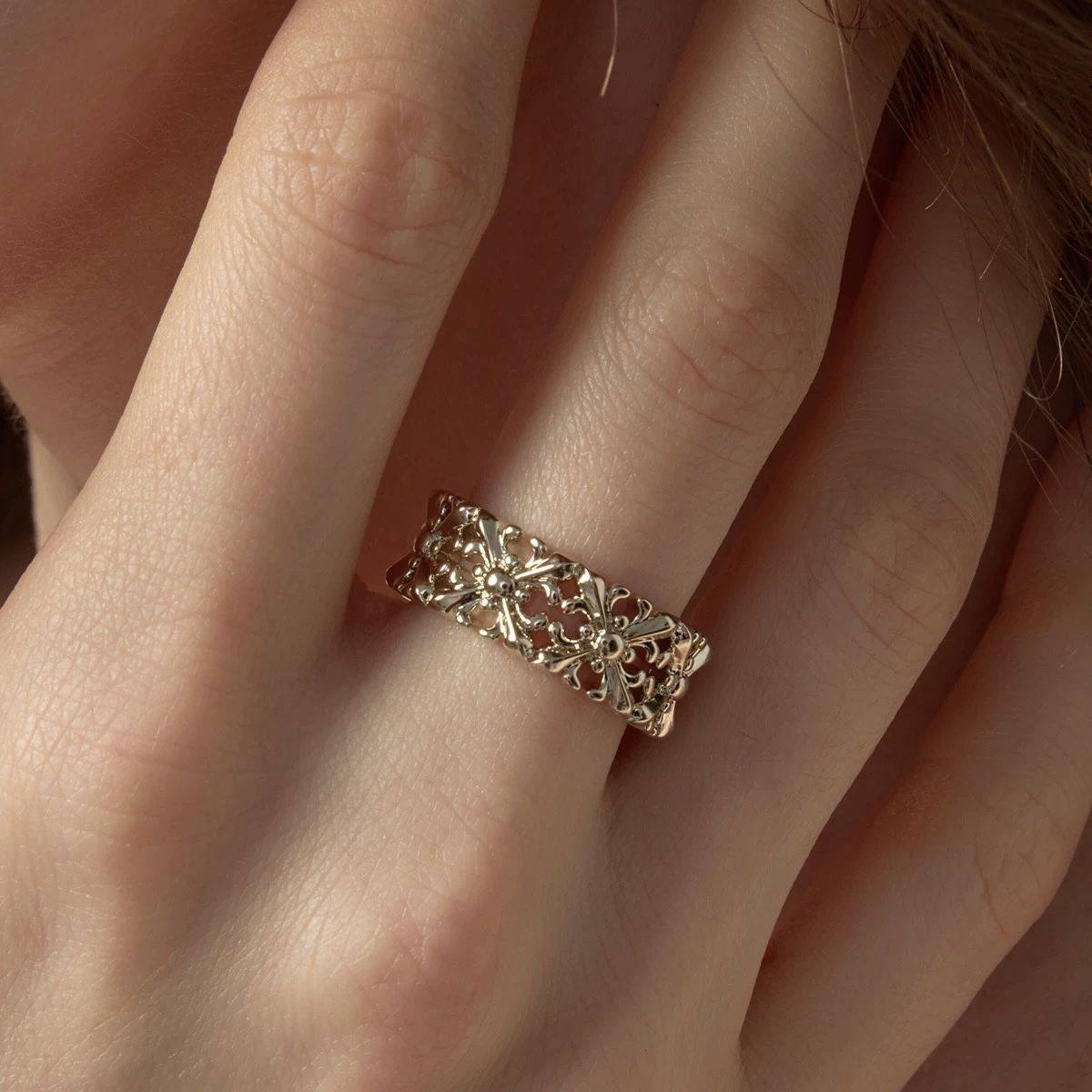 三橫鸢尾花满圈戒指女开口复古轻奢美拉德饰品小众高级感设计指环,服饰配件/皮带/帽子/围巾,指环,淘宝优惠券,粉丝福利购,淘宝优惠卷