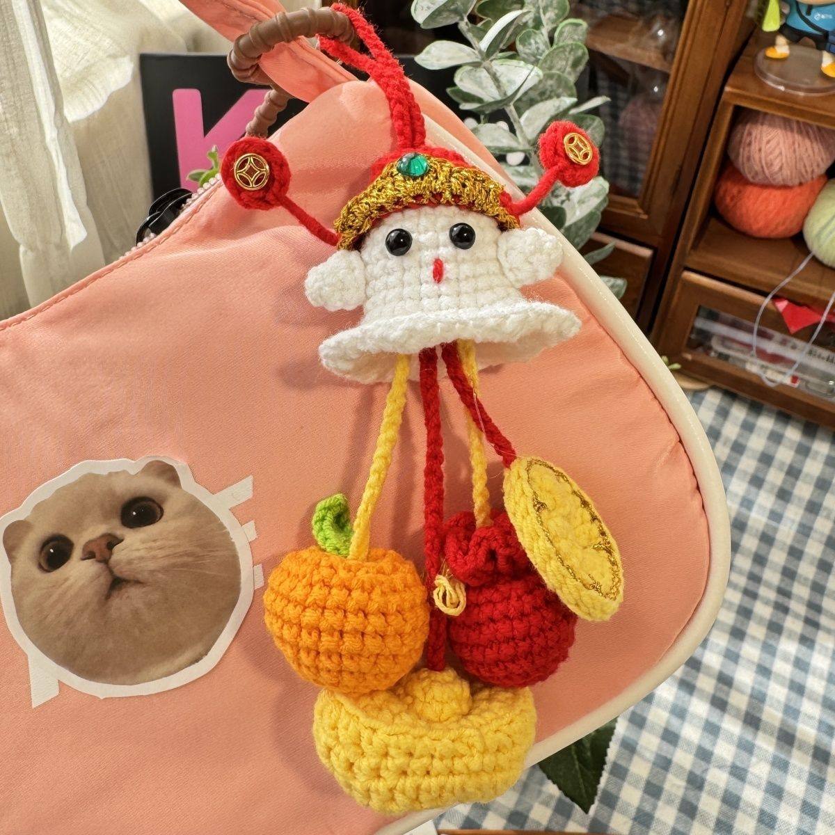 财神手工编织毛线挂件成品卡通财神爷钩织汽车车载送女友闺蜜礼物,电动车/配件/交通工具,电动车挂钩,淘宝优惠券,粉丝福利购,淘宝优惠卷