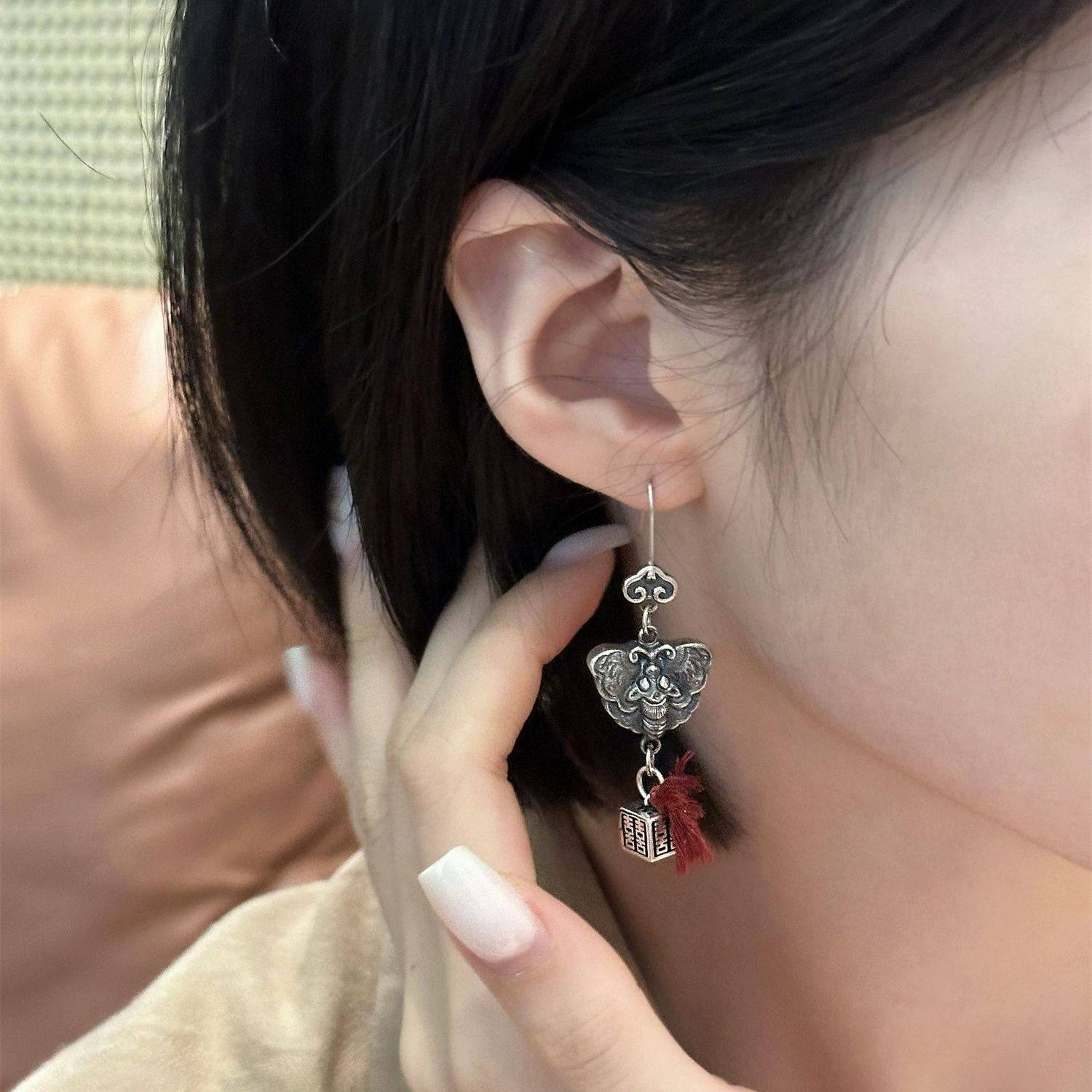 红双喜祥云珠双喜蝴蝶祥云AB款耳钩气质耳坠耳饰新中式耳环民族风,饰品/流行首饰/时尚饰品新,耳饰,淘宝优惠券,粉丝福利购,淘宝优惠卷