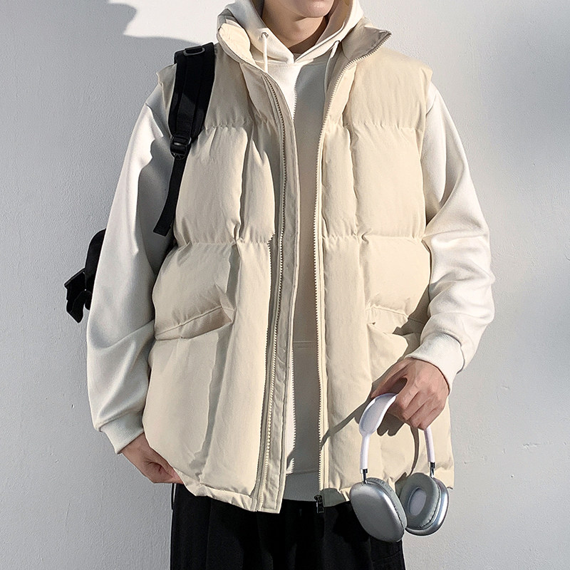 纯色款美式棉衣马甲男款冬季防寒保暖外穿背心高级感坎肩棉服外套