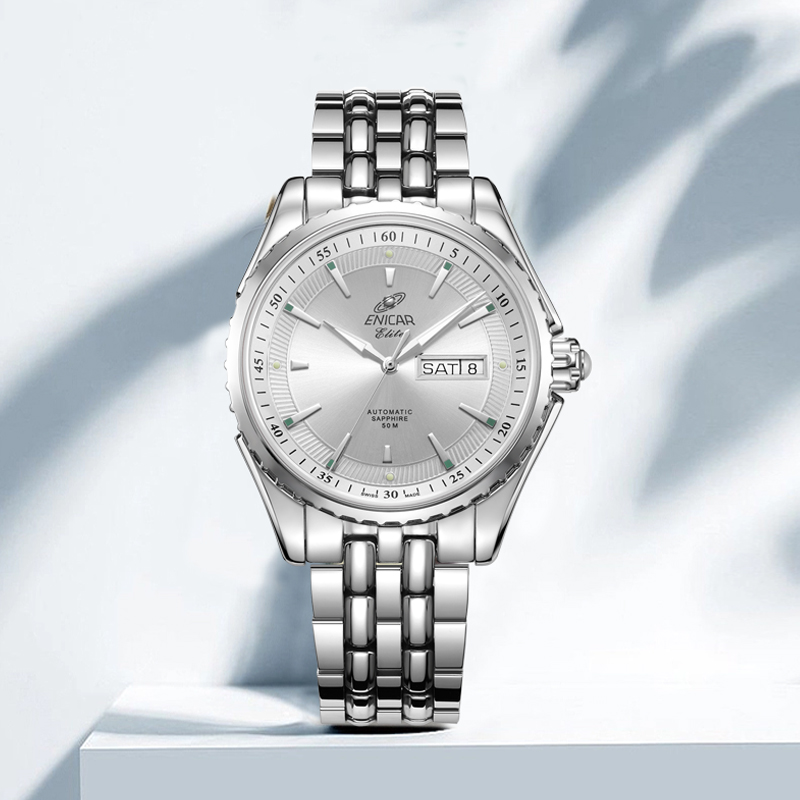 瑞士英纳哥表商务双历男士钢带