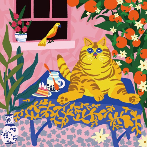 《Fickle Kitty In Love2》姚品限量版画 亚克力外框 25x25厘米