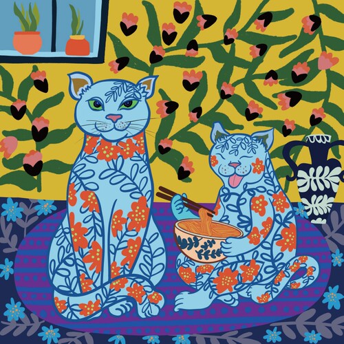 《Fickle Kitty In Love7》限量版画 亚克力外框 25x25厘米
