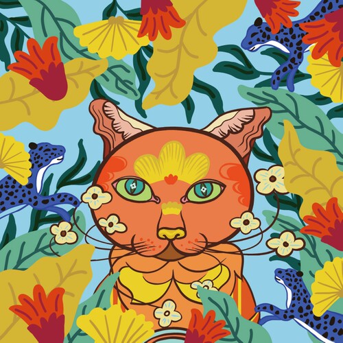 《Fickle Kitty In Love6》限量版画 亚克力外框 25x25厘米