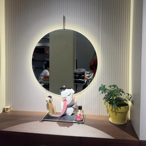 金属浴室镜子挂墙卫生间镜子壁挂镜浴室镜洗手间装饰镜子背光圆镜