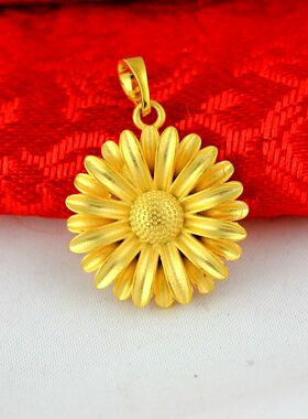 仿黄金饰品太阳花精美女项链吊坠铜镀越南沙金首饰送女友