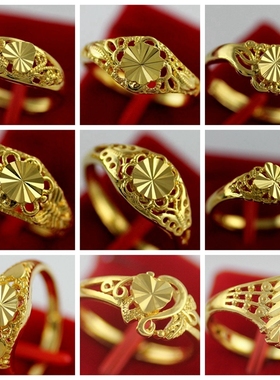 黄铜镀金戒指多款沙金婚庆久掉色