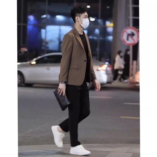 春秋男士韩版修身休闲小西装套装