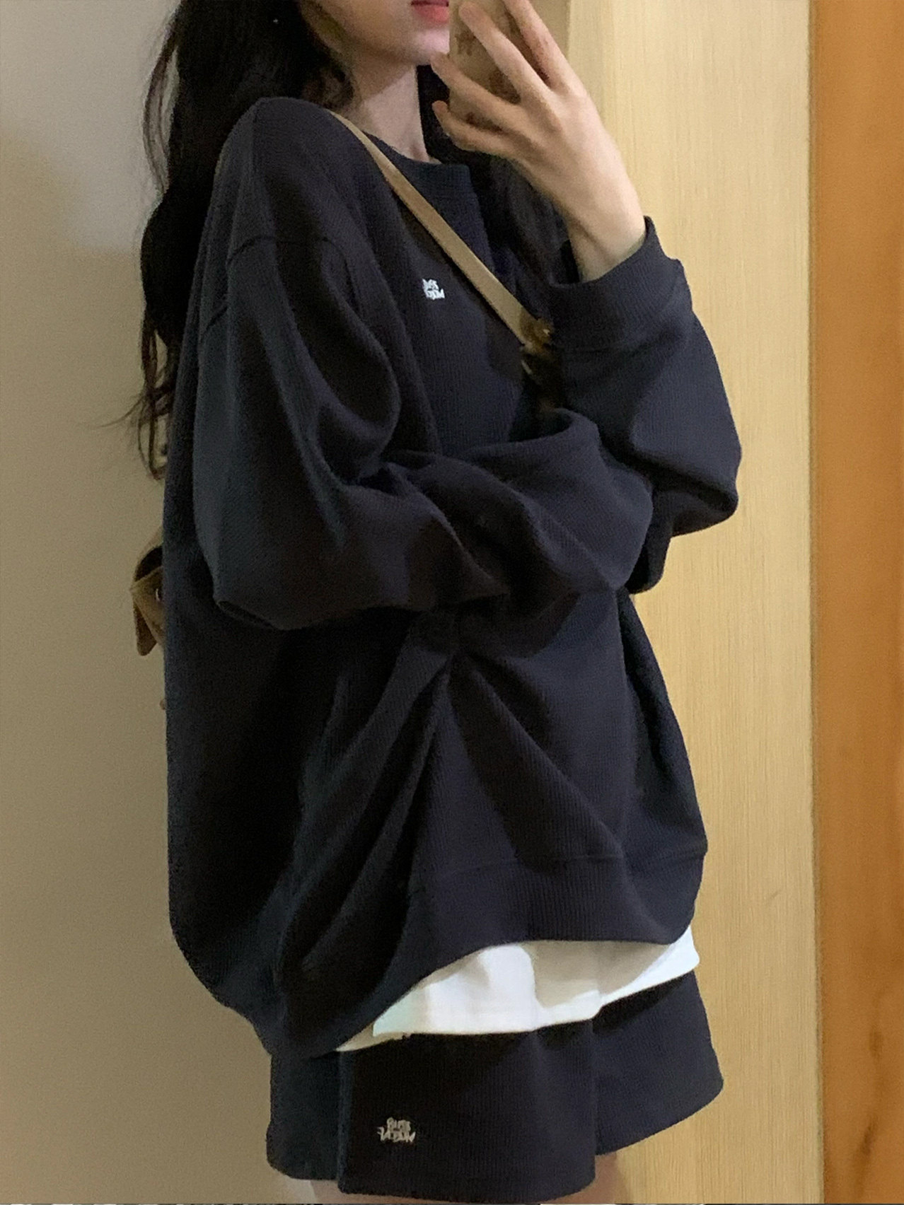 여성을위한 와플 홍콩 스타일 스포츠 정장 봄 가을 새로운 느슨한 한국어 버전 INS 트렌디 한 학생 캐주얼 러닝 투피스 세트