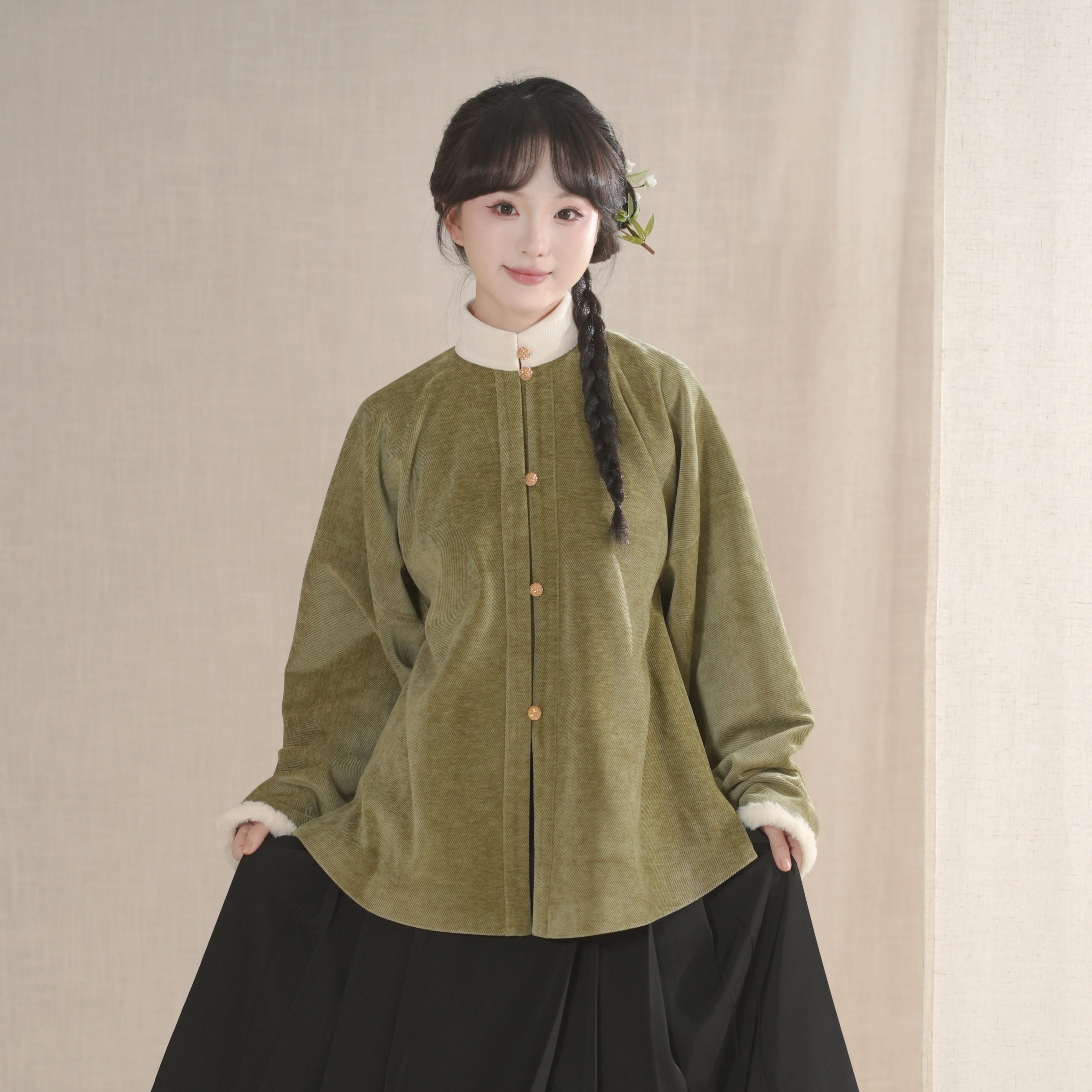 汉墨记【暖呼呼】明制汉服内搭加绒通勤日常汉服立领对襟弓袋袖冬,女装/女士精品,汉服上装,淘宝优惠券,粉丝福利购,淘宝优惠卷