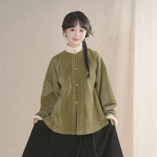 汉墨记【暖呼呼】明制汉服内搭加绒通勤日常汉服立领对襟弓袋袖冬