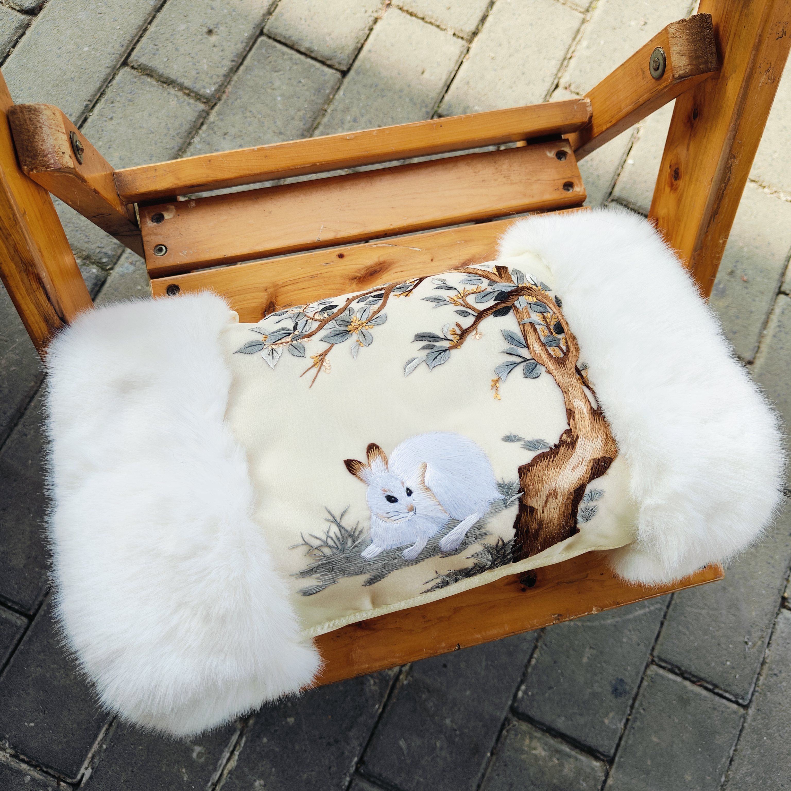 汉墨记汉服手暖刺绣国风配饰人工苏绣加绒加厚古风手捂暖手宝秋冬