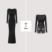 skims升级款 Fitforfun｜内置塑身裙 长袖 2in1塑身连衣裙沙漏腰