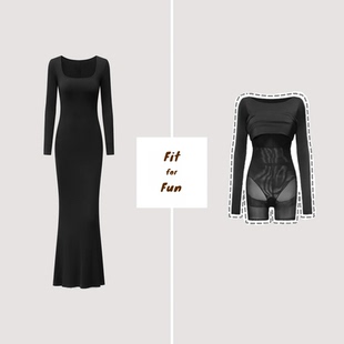 2in1塑身连衣裙沙漏腰 skims升级款 Fitforfun｜内置塑身裙 长袖