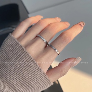 忍冬HONEYSUCKLE日韩简约小众戒指ins风钛钢百搭镶钻不掉色戒指女