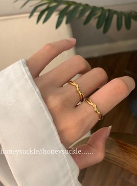 忍冬HONEYSUCKLE 时间无尽 简约小众时尚不掉色冷淡风钛钢戒指女