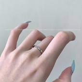 忍冬HONEYSUCKLE 情侣对戒日韩简约百搭小方钻戒指小众设计感素戒