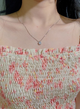 忍冬HONEYSUCKLE 冷淡风日常百搭满钻锆石四方形几何设计感项链女