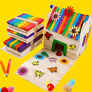 手工彩色雪糕棒diy冰糕棍冰棍棒木棒小木板片木条冰棒棍模型材料