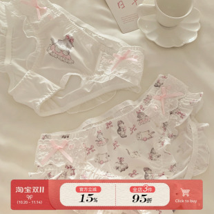 女士三角裤 女甜美风蝴蝶结2025新款 可爱卡通小印花内裤 森日和叶