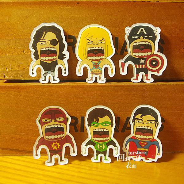 暴躁超级英雄 冰箱贴 绿巨人 美国队长 绿灯侠 亚克力磁性留言贴