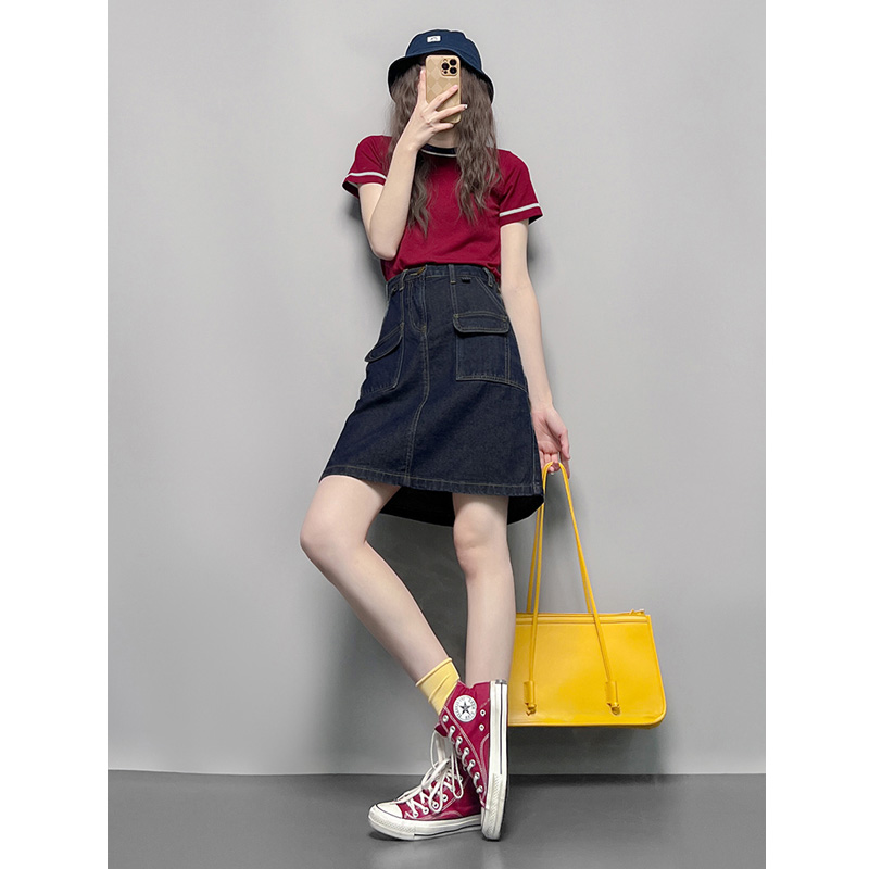 2025夏季新款冰丝红色针织衫