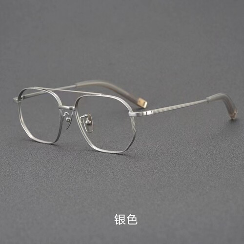 日本手工设计师款纯钛双梁大脸眼镜框大框近视眼镜架男配近视度数