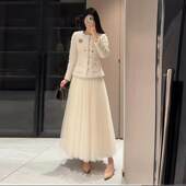 裙子 半身裙网纱蓬蓬裙高腰显瘦仙气飘飘长版 杏色纱裙2025夏季 新款