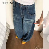 高腰宽松显瘦垂感直筒镰刀裤 美式 新款 女2025夏季 子 水洗弯刀牛仔裤