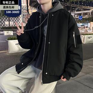短版羽绒衣男冬季防水保暖大尺码显高显瘦外套棒球服胖子休闲加大