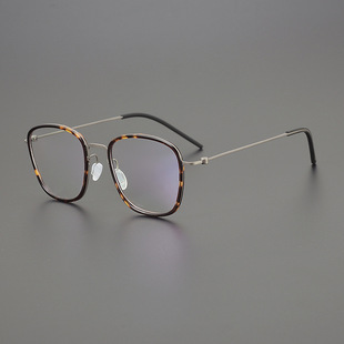 48mm日本进口玳瑁板材小方框 轻量细边眼镜框 男高度近视复古小脸