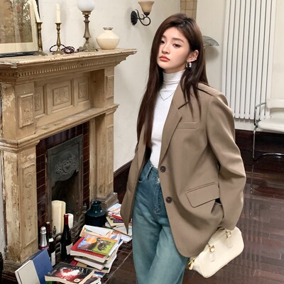 HeartyBite 2025秋冬新款设计经典时髦宽松廓形感气质休闲西装外